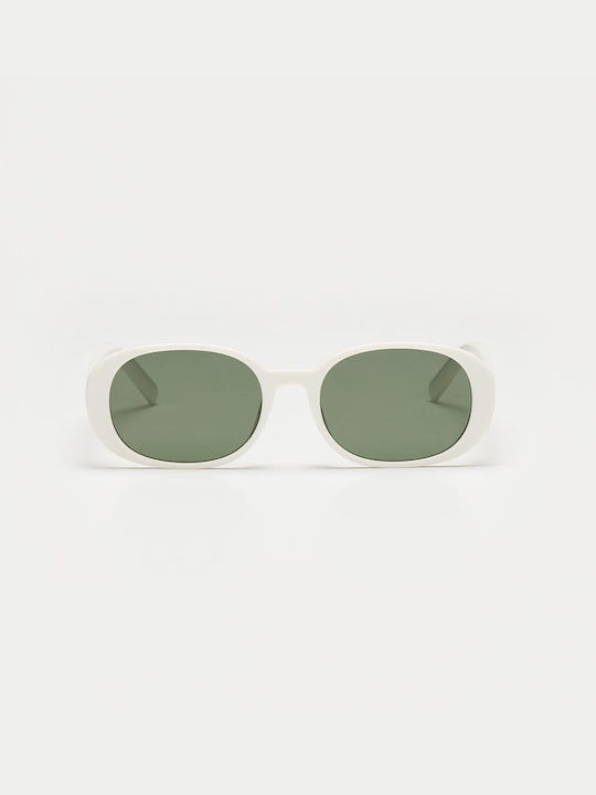 Cosselie Cosselie Women's Sunglasses with White Horn-Rimmed Frame and Green Lens