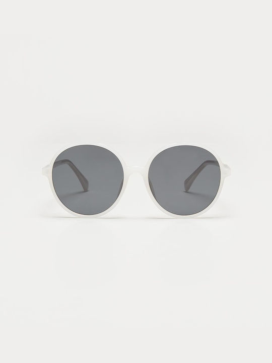 Cosselie Bessie Women's Sunglasses with White Horn-Rimmed Frame and Gray Lenses