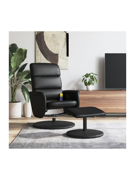 Relax Armchair Massage Swivel with Footstool made of Leatherette Black 49x31x36.5cm