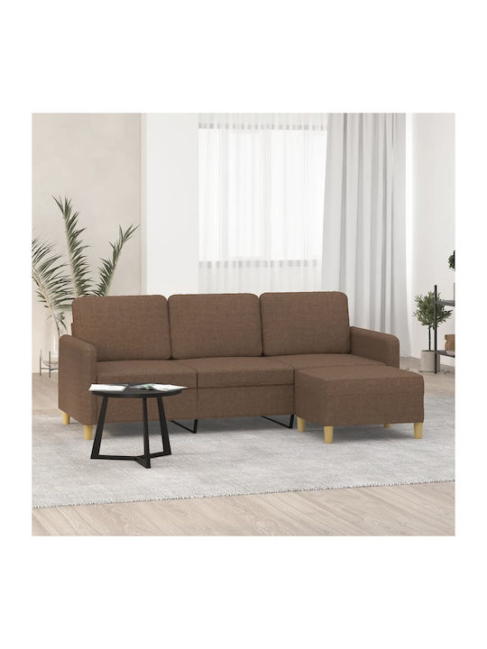 Three-Seater Fabric Couch Brown 198x77x80 cm
