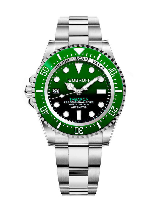 Bobroff Ανδρικό Ρολόι 42mm Μπαταρίας με Ασημί Μεταλλικό Μπρασελέ