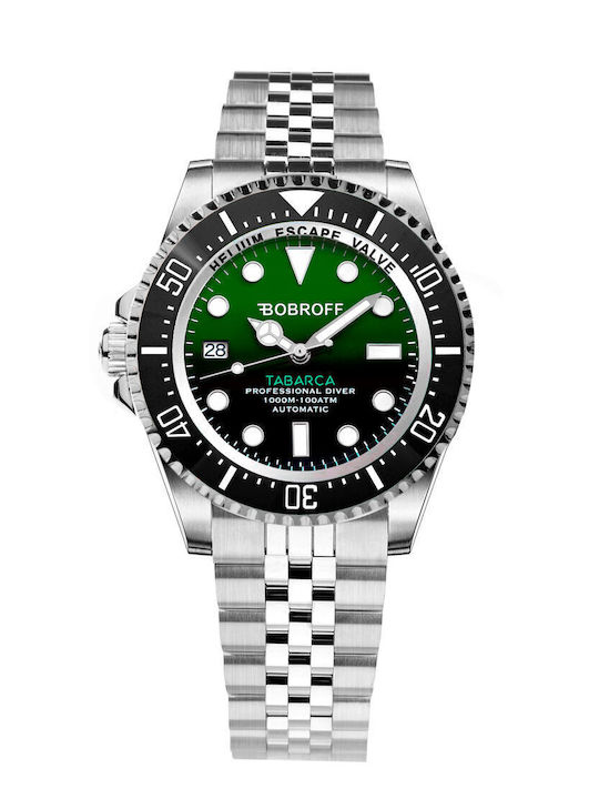 Bobroff Herrenuhr 42mm Batterie mit Silber Metallarmband