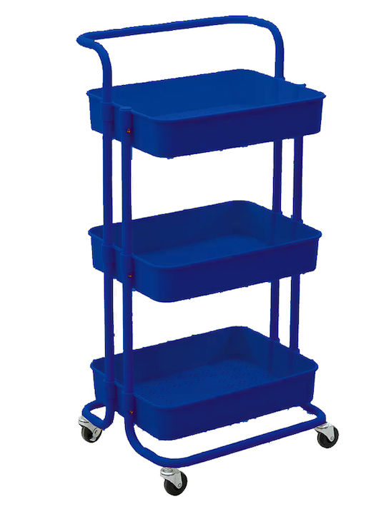 Bormann Plastic Kitchen Rack 3-Tier Blue 43x36x86cm