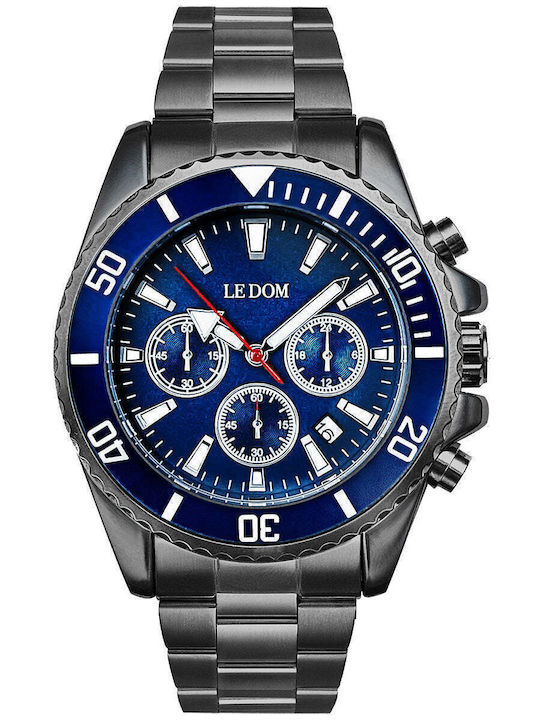 Le Dom Vantage Men's Watch 43mm Chronograph Battery with Gray Metal Bracelet