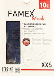 Famex Kids Mask FFP2 NR XXS Μάσκα Προστασίας FFP2 XXS για Παιδιά 2 έως 5 ετών Μπλε Σκούρο 10τμχ