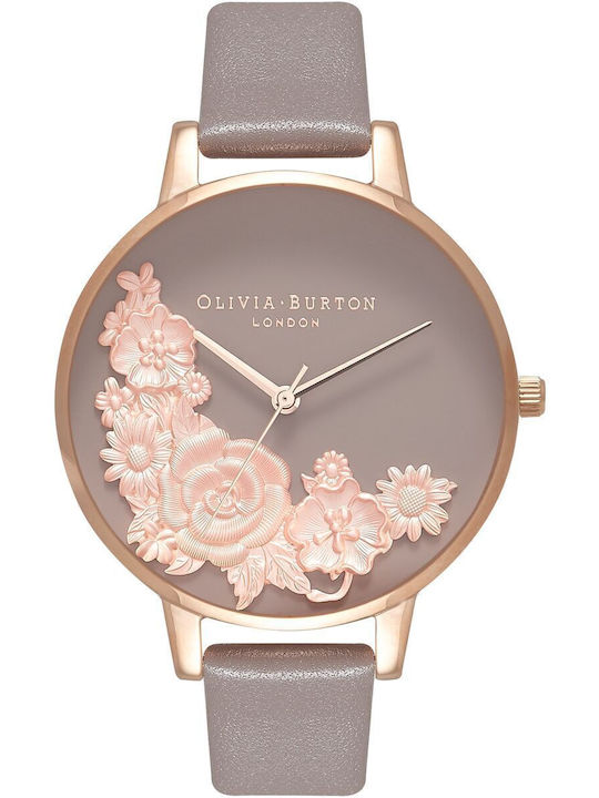 Olivia Burton Γυναικείο Ρολόι 38mm Μπαταρίας με Γκρι Δερμάτινο Λουράκι