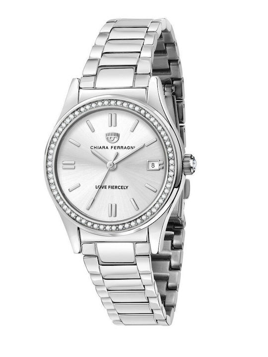 Chiara Ferragni Damen Uhr mit Silber Metallarmband