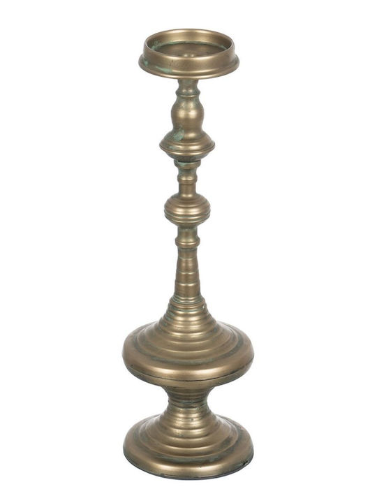 BigBuy Candle Holder Metal in Gold Color 14x14x45.5cm 1pcs