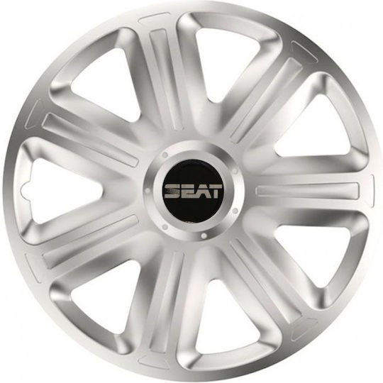 Versaco Auto Radkappen Set Comfort mit Marke Sitz 4Stück 15" Silber