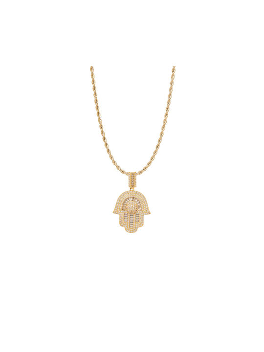 Hamsa Hand Necklace Gold Plated