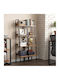 Rustic Brown and Black Bookcase 33.8x30x140cm