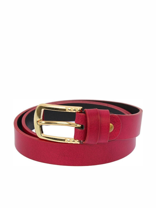 G.M Leather Women's Belt Bordeaux Gold