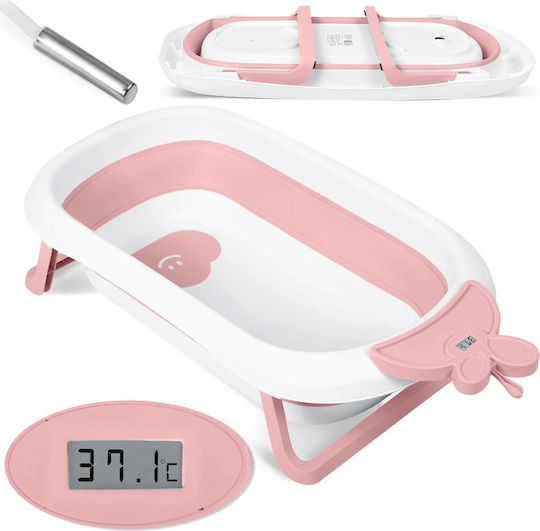 Ricokids Πτυσσόμενη Μπανιέρα Μωρού με Θερμόμετρο Ροζ