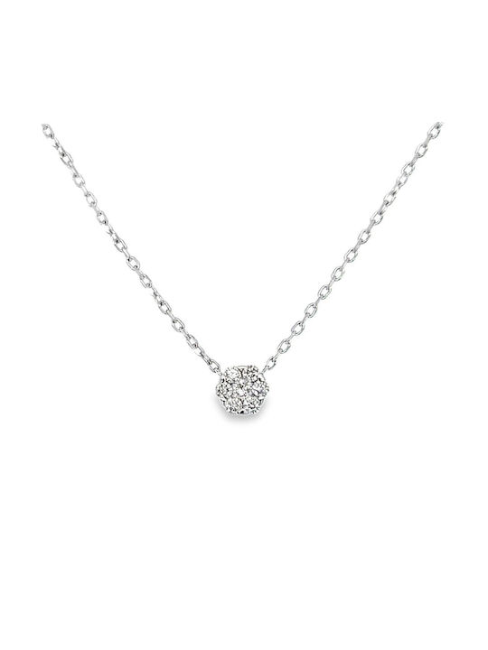 Xryseio Halskette mit Design Blume aus Weißgold 18k mit Diamant