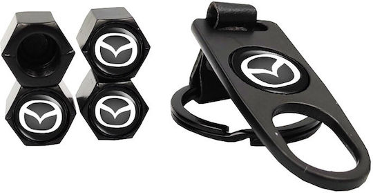 Ventilkappen für Autoreifen mit Logo Mazda Schwarz 5Stück