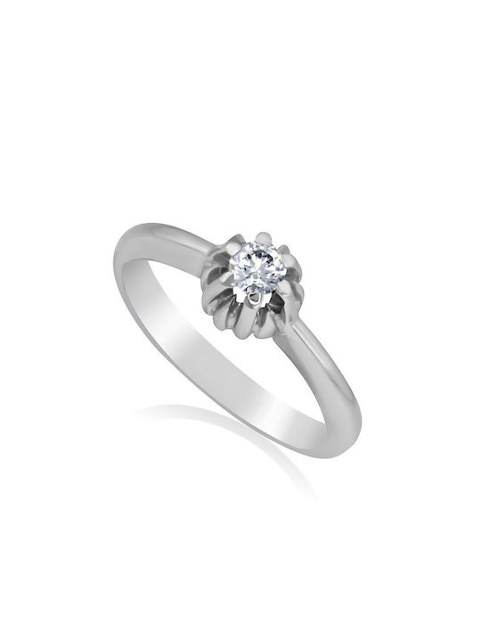 Antwnakakis Single Stone from White Gold 14K