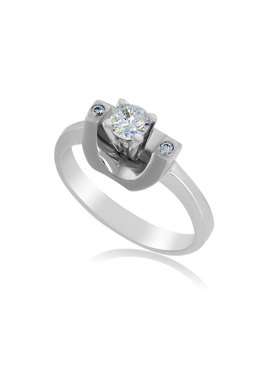 Antwnakakis Single Stone from White Gold 14K