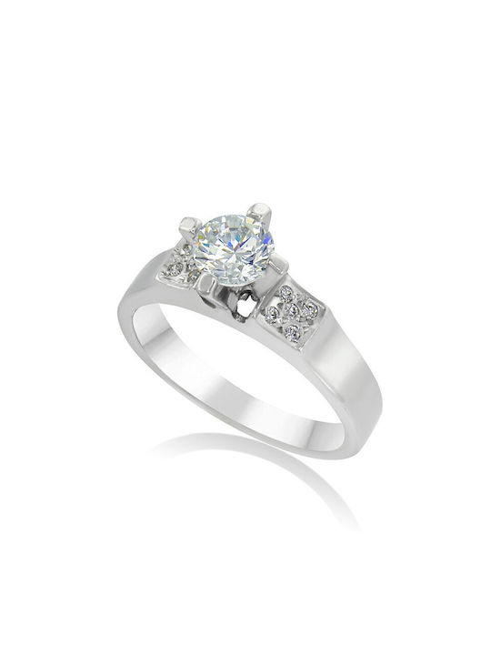 Antwnakakis Single Stone from White Gold 14K