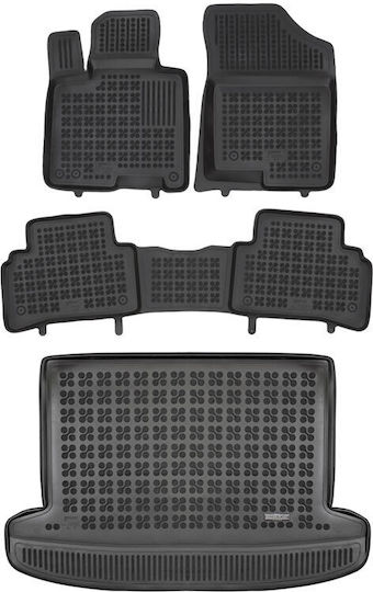Rezaw Plast Set Front and Back Car Mats 4 Pieces Raised Sides for Hyundai Tucson 2020 Black