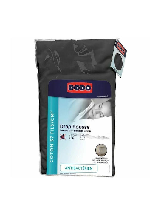 Dodo Sheet for Single Bed with Elastic 90x190cm. Charcoal