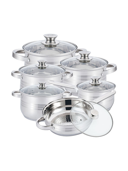 Herzberg Cookware Set of Stainless Steel with Coating 12pcs
