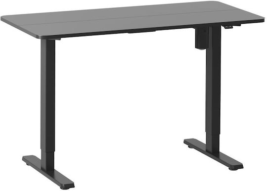 Desk Wooden Black with Metal Legs & Adjustable Height 118x60x120cm