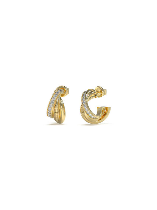 Guess Earrings Hoops made of Steel Gold Plated with Stones