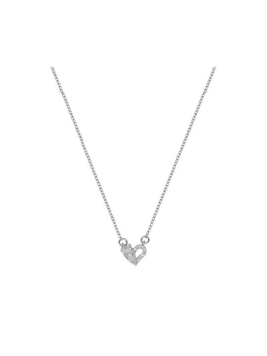 Amor Amor Necklace with design Heart from Steel with Zircon