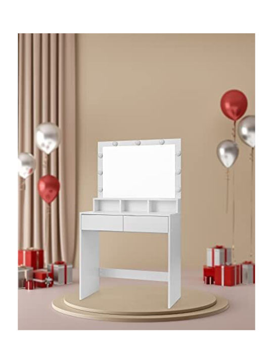 Schminktisch Hölzern White mit Spiegel 80x40x140cm