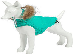 Woofmoda Hundemantel Wasserdicht Türkis mit Rückenlänge 50 cm.