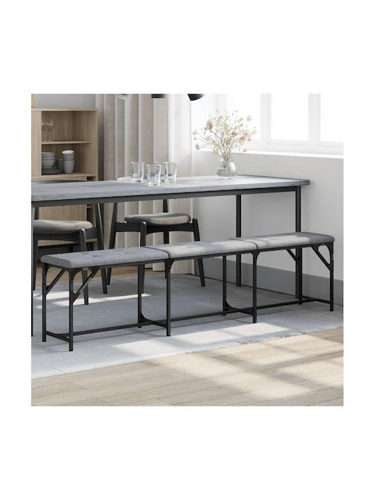 Dining Room Metallic Bench Gray 186x32x45cm