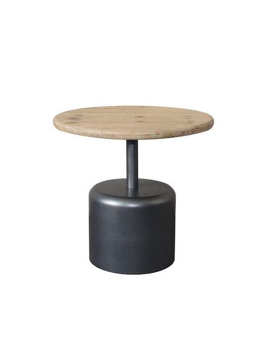 Round Wooden Side Table Beige L44xW44xH47cm