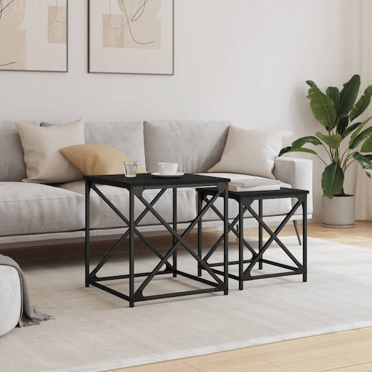 Τετράγωνο Σετ Ζιγκόν Ξύλινο Μαύρα 2τμχ Μ50xΠ50xΥ52.5εκ.