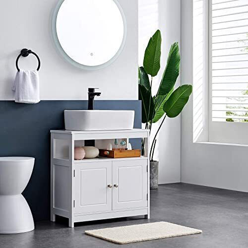 Vasagle Шкаф със Мивка Д60xШ30xВ60см Matte White