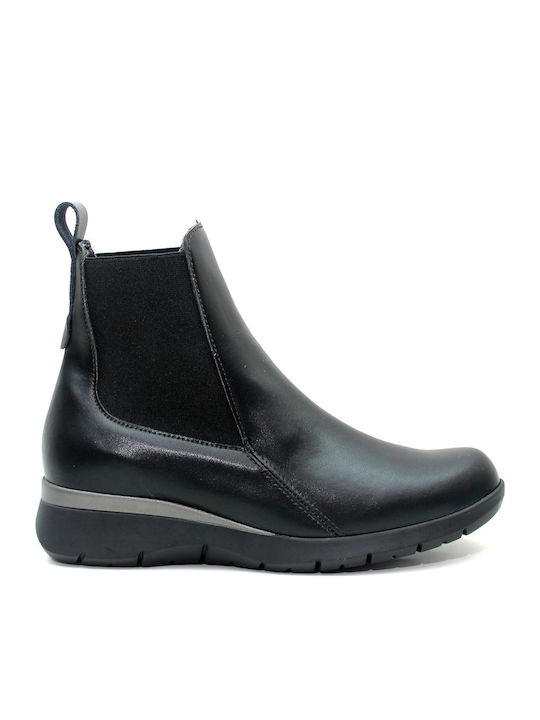 Leder Damen Chelsea Stiefeletten Schwarz