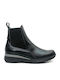 Leder Damen Chelsea Stiefeletten Schwarz