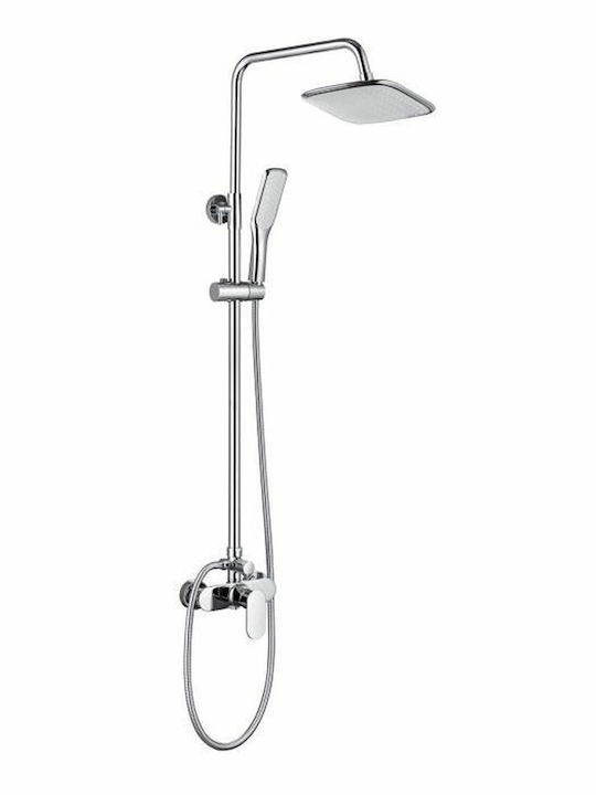 Oceanic Adjustable Shower Column with Mixer Silver