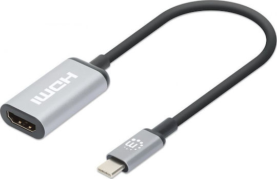 Manhattan Μετατροπέας USB-C male σε HDMI female Ασημί 1τμχ 153706