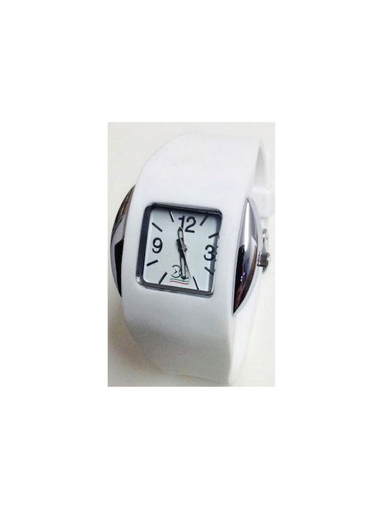 Watch with White / White Rubber Strap