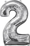 Balloon Foil Jumbo Number Silver Σχήμα 66cm