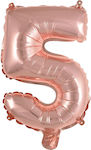 Balloon Foil Number 5 Rose Gold Μίνι 35cm Pink Gold