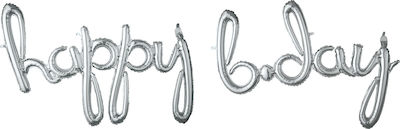 Balloon Foil Birthday-Celebration Letter Silver Script