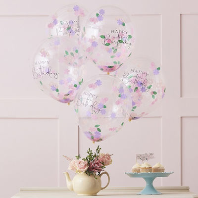 Set of 5 Balloons Latex Transparent Birthday-Celebration