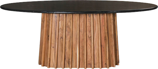 Draxx Ovaler Esszimmertisch aus Massivholz Schwarz 200x100x76cm