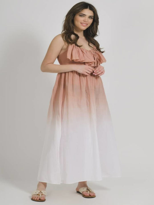 Ble Resort Collection Summer Maxi Dress White/peach