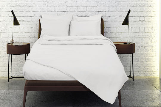 Flamingo Sheet for Single Bed with Elastic 100x200+32cm. White