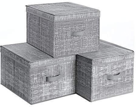Songmics Stoff Aufbewahrungsboxen mit Deckel 3 Stück