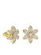Guess White Lotus Σκουλαρίκια Καρφωτά από Ατσάλι Επιχρυσωμένα με Πέτρες