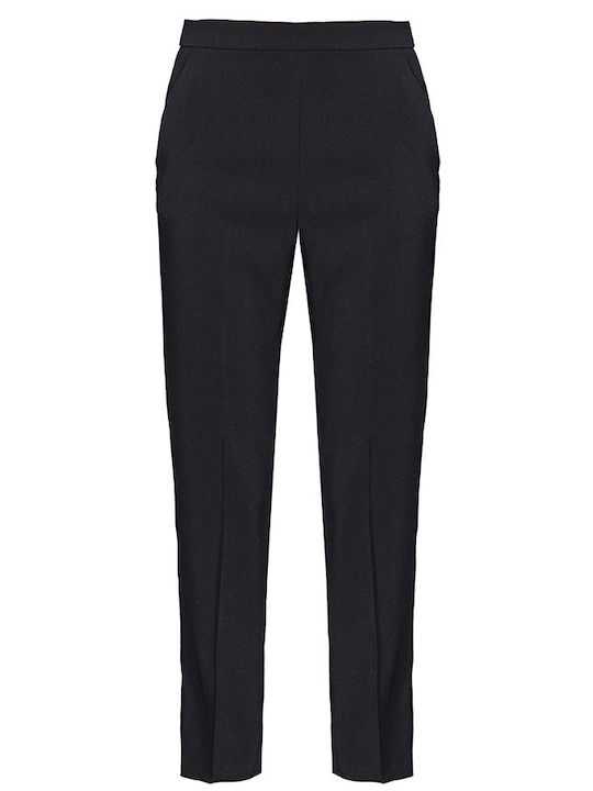 Pinko Women's High-waisted Crepe Trousers in Slim Fit Black