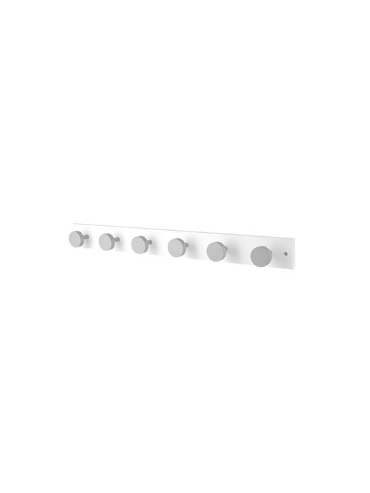 Estia Wooden Wall Hanger 6 Hooks White 60x6x6cm